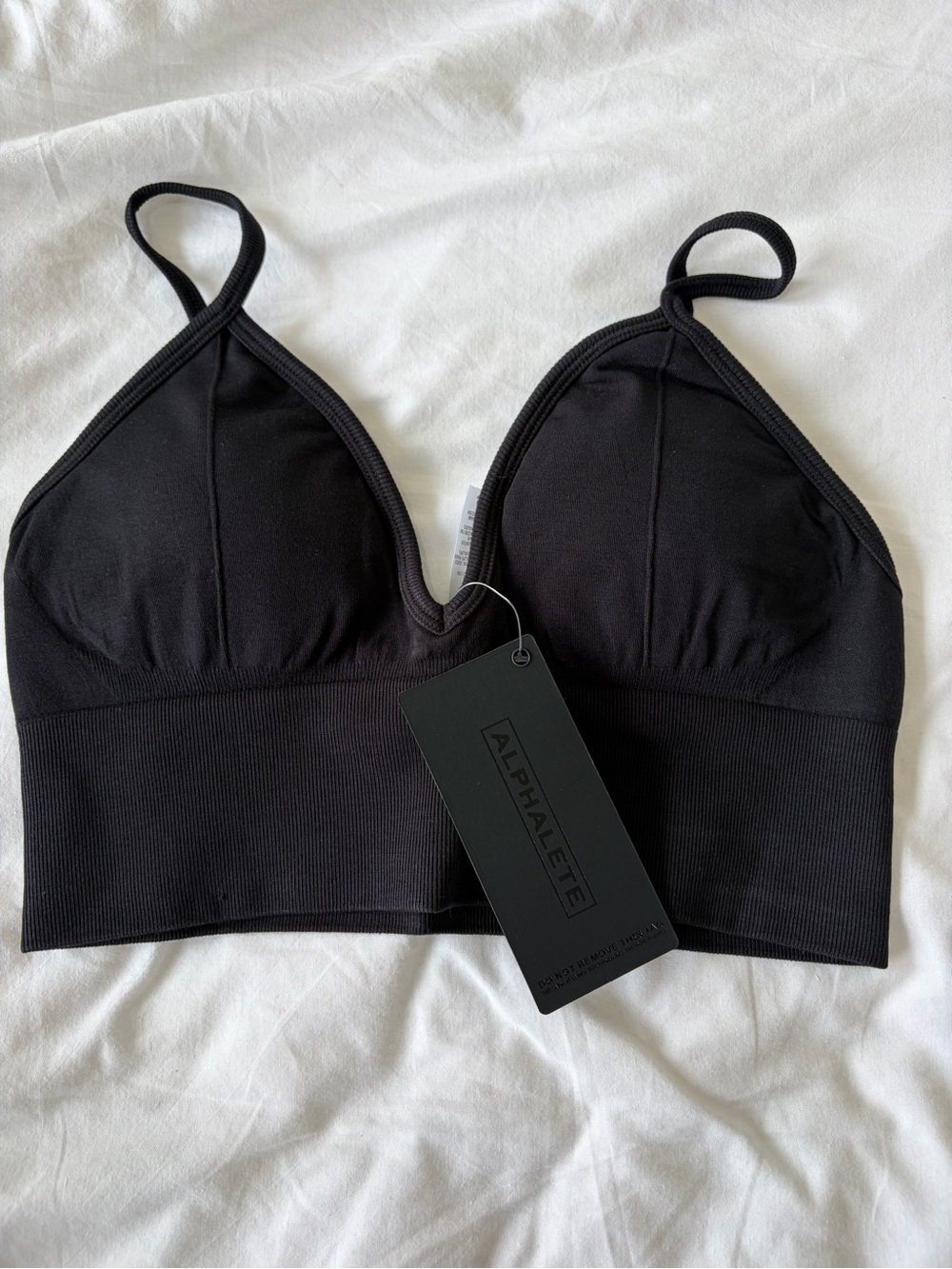 Alphalete Black Seamless Longline Bralette in black size small